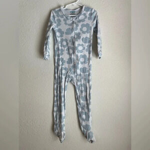 Mighty toddler girls footie pajamas blue floral size 4T